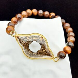 สร้อยข้อมือหินตาเสือ พร้อมจี้พญานาค